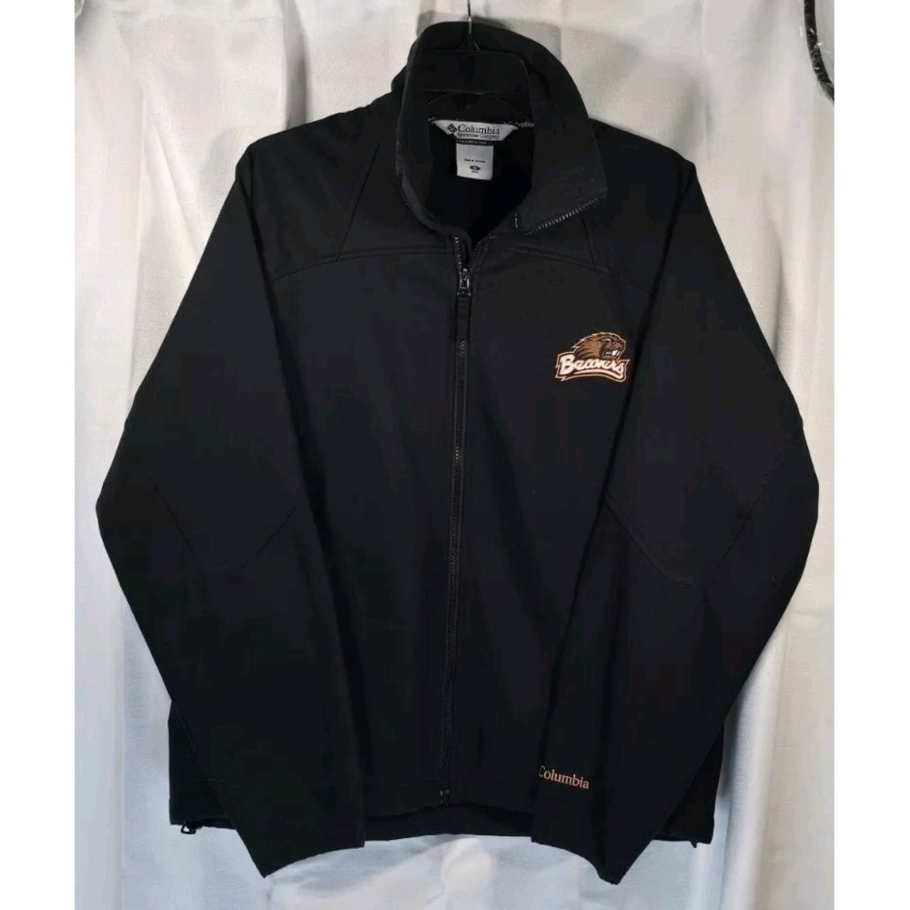 COLUMBIA Mens Medium Black Soft‎ Shell Jacket Coat Oregon State Beavers